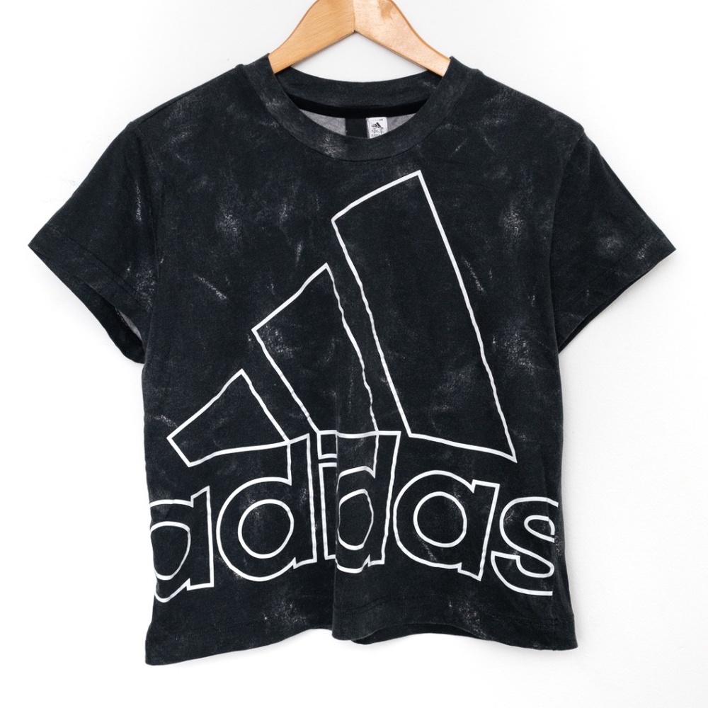 Women's Adidas Marble Black and White Athleisure Short Sleeve T-Shirt Size XL